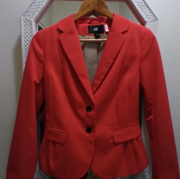 H&M Red Suit Jacket, Size 6 - Picture 1 of 4